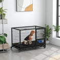 Load image into Gallery viewer, 43" Heavy Duty Dog Crate with Bowl Holder, Dog Cage on Wheels with Removable Tray, Openable Top, Detachable Door, Indoor Outdoor Use, for Large and Extra Large Dogs - Black