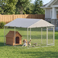 Load image into Gallery viewer, Outdoor Dog Kennel Dog Run with Waterproof, UV Resistant Cover, Dual Lock and Flexible Door for Small and Medium Sized Dogs, Chickens, Ducks, 7.5' x 7.5' x 5.6', Silver