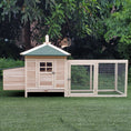 Load image into Gallery viewer, Chicken Coop with Chicken Run, Outdoor Hen House Poultry Cage with Nesting Box, Openable Top, 196 x 76 x 97cm, Natural