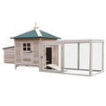 Load image into Gallery viewer, Chicken Coop with Chicken Run, Outdoor Hen House Poultry Cage with Nesting Box, Openable Top, 196 x 76 x 97cm, Natural