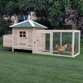Load image into Gallery viewer, Chicken Coop with Chicken Run, Outdoor Hen House Poultry Cage with Nesting Box, Openable Top, 196 x 76 x 97cm, Natural
