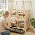 Load image into Gallery viewer, Wooden Hamster Cage, 4 Tier Small Animal Cage with Mesh Flip Roof, Pull-Out Tray, Huts, Seesaws, Ramps and Water Bottles, Hamster Habitat for Dwarf Syrian Mice Gerbil, 33" x 21" x 36"