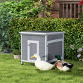 Load image into Gallery viewer, PawHut Duck Coop, Wooden Rabbit Hutch with Openable Roof, Removable Floor, Double Doors, Ramp, Weatherproof Pet House, Small Animal Outdoor Shelter for 2-4 Chickens, Geese, 25" x 32" x 30"