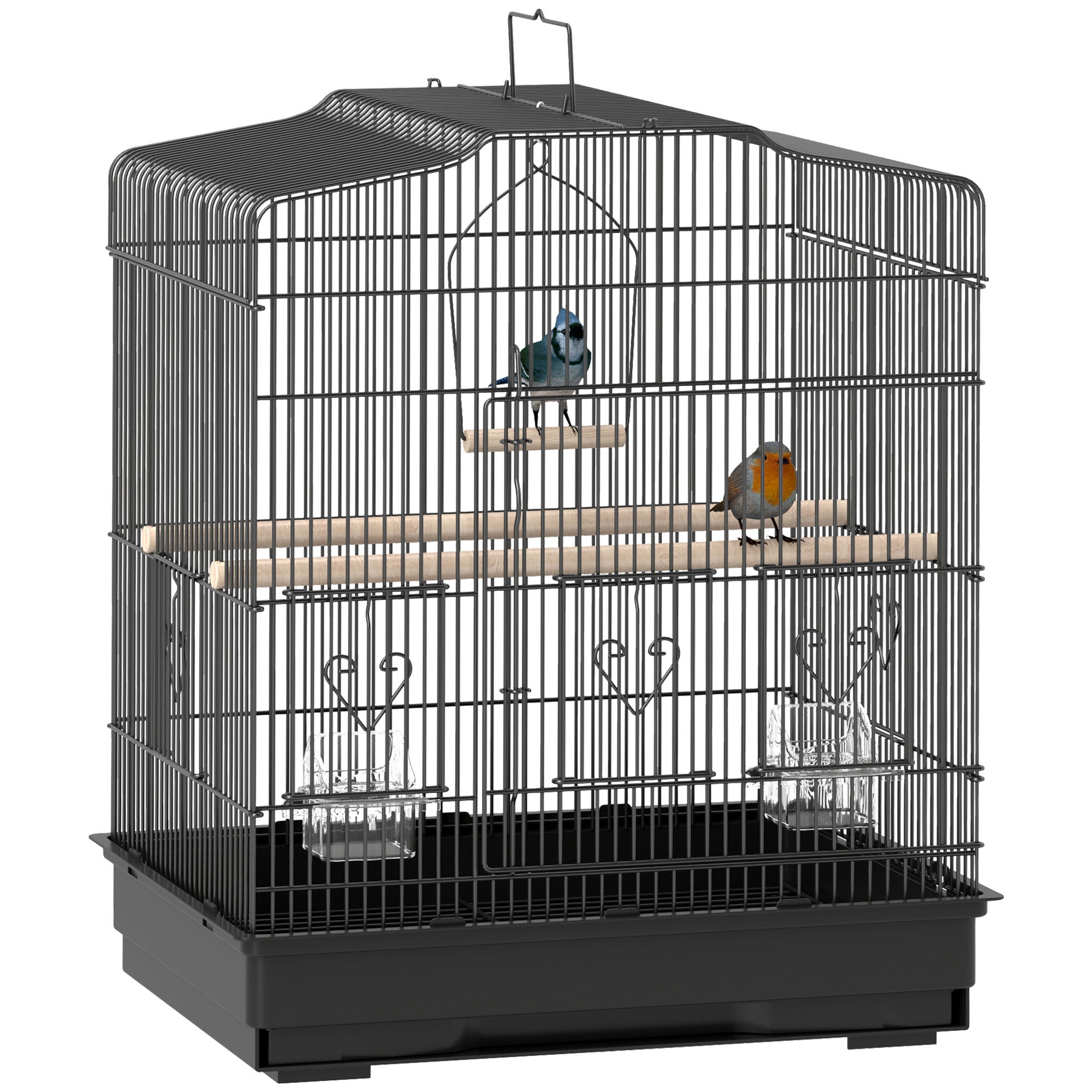 23" Bird Cage for Finches, Canaries Budgies, Parrot Cage with Accessories Handle, Black