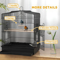 Load image into Gallery viewer, Bird Cage with Perches, Food Bowls, Swing, Parrot Cage for Budgie, Parakeet, Small Bird, 46.5 x 36 x 59cm, Black