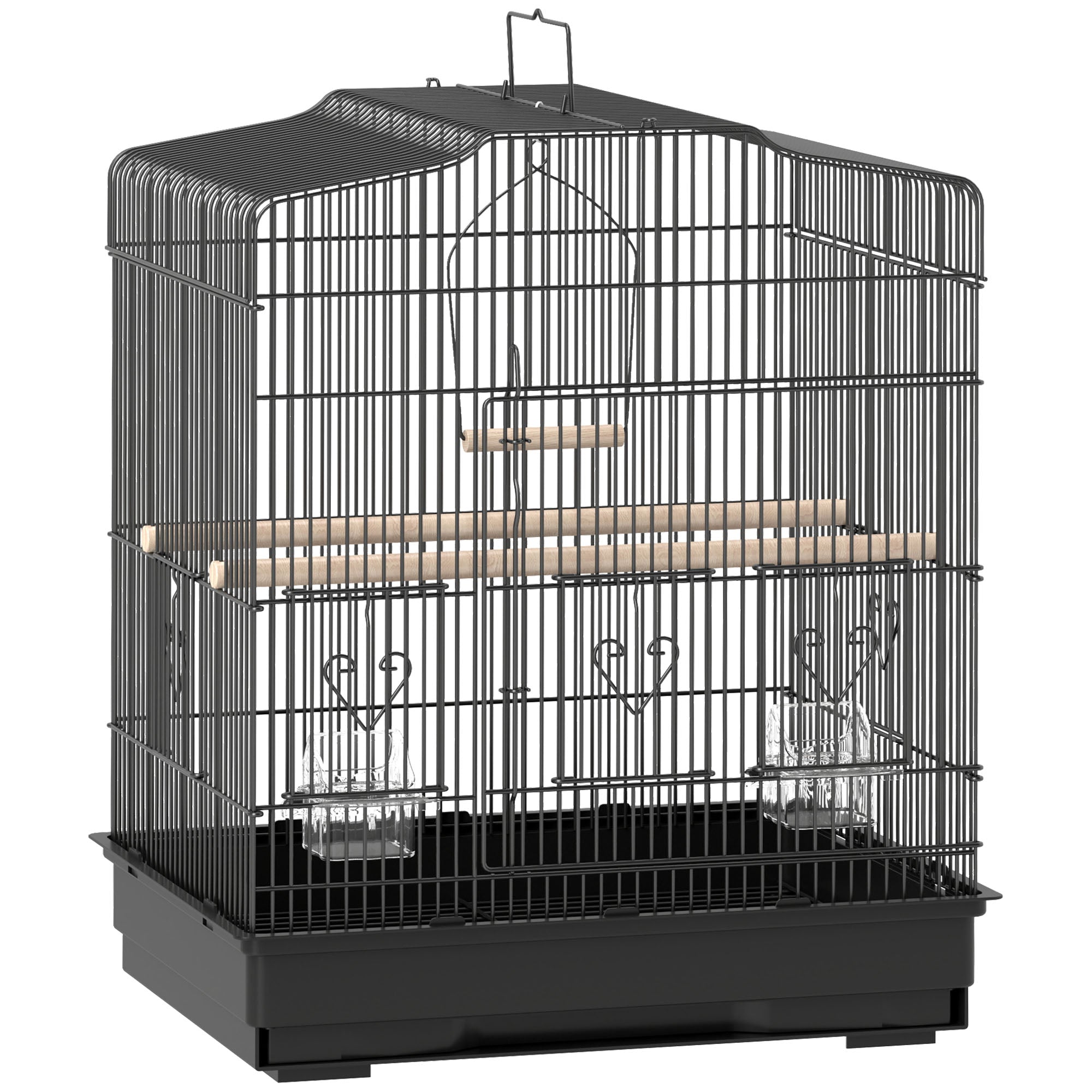 23" Bird Cage for Finches, Canaries Budgies, Parrot Cage with Accessories Handle, Black
