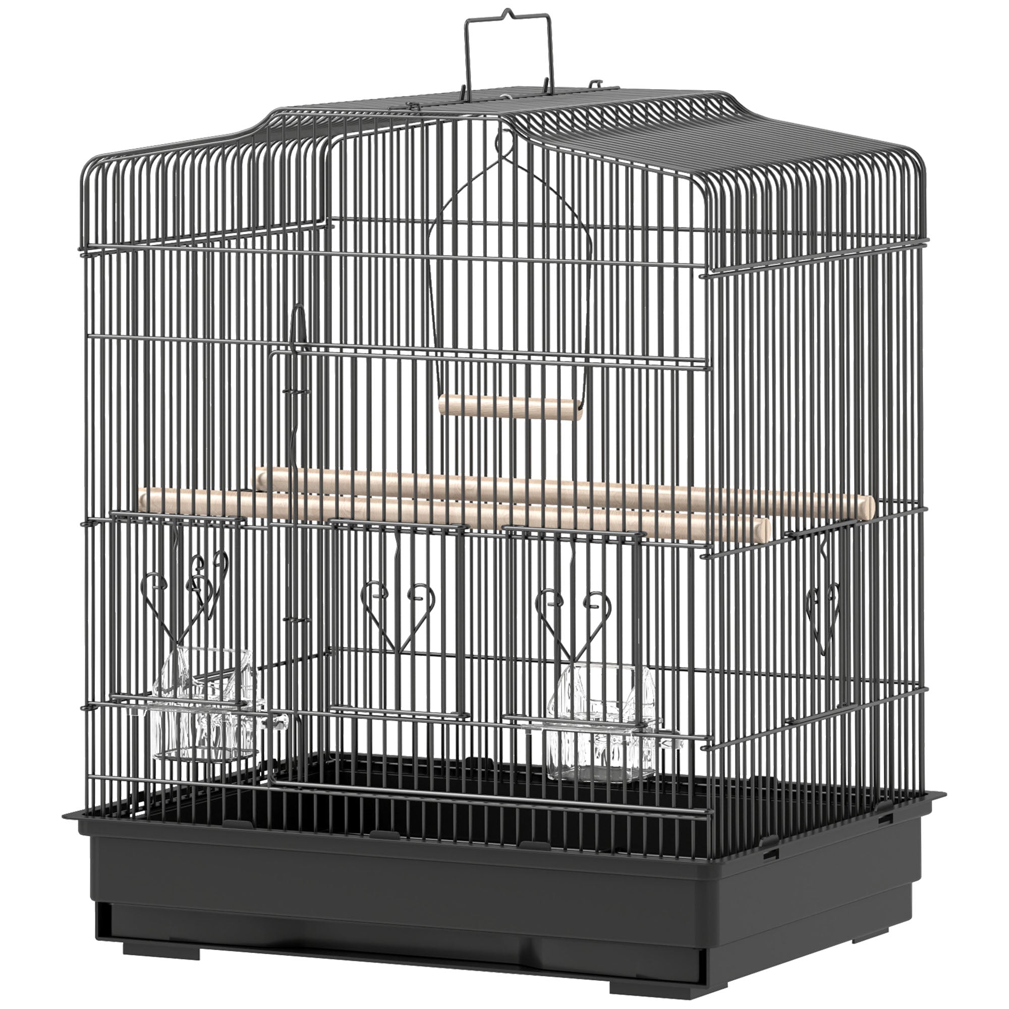 23" Bird Cage for Finches, Canaries Budgies, Parrot Cage with Accessories Handle, Black