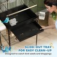 Load image into Gallery viewer, Bird Cage Budgie Cage with Stand Slide Tray Handle for Finch Canary 43 x 32.5 x 163cm Black