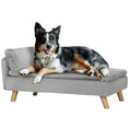 Load image into Gallery viewer, PawHut Dog Sofa Bed, Elevated Pet Sofa with Foam Cushion, Soft Pillow, Removable & Washable Covers, with Non-Slip Foot Pads, Cat Couch for Medium Dogs, Light Gray