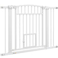 Load image into Gallery viewer, PawHut Pet Gate Indoor with Cat Door, 30"-41" Dog Gate, Extra Wide Walk Through Puppy Gate, 3-Inch and 5.5-Inch Extension Kits, Pressure or Hardware Mounted for Stairway, Doorway, Hallway, 30" High
