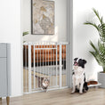 Load image into Gallery viewer, PawHut Pet Gate Indoor with Cat Door, 30"-41" Dog Gate, Extra Wide Walk Through Puppy Gate, 3-Inch and 5.5-Inch Extension Kits, Pressure or Hardware Mounted for Stairway, Doorway, Hallway, 30" High