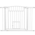 Load image into Gallery viewer, PawHut Pet Gate Indoor with Cat Door, 30"-41" Dog Gate, Extra Wide Walk Through Puppy Gate, 3-Inch and 5.5-Inch Extension Kits, Pressure or Hardware Mounted for Stairway, Doorway, Hallway, 30" High