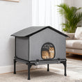 Load image into Gallery viewer, Outdoor Cat House, Waterproof Insulated Cat Kennel with Elevated Base, Cushion, Foldable Feral Kitty Shelter for Indoor Outdoor Kittens, Grey