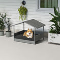 Load image into Gallery viewer, PawHut Wicker Dog House Outdoor with Canopy, Rattan Dog Bed with Water-resistant Cushion, Raised Dog Bed for Small, Medium Dogs up to 66 lbs, 19.75" in Length, Silver Wicker, Gray Cushion