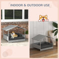 Load image into Gallery viewer, PawHut Wicker Dog House Outdoor with Canopy, Rattan Dog Bed with Water-resistant Cushion, Raised Dog Bed for Small, Medium Dogs up to 66 lbs, 19.75" in Length, Silver Wicker, Gray Cushion
