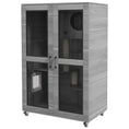 Load image into Gallery viewer, PawHut Luxury Cat House with Wheels, Kitty Cage Catio Villa for Indoor Cats with Scratching Posts, Condo, Flap Door, Cushion, Gray, 31.5" x 20" x 48.5"
