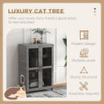 Load image into Gallery viewer, PawHut Luxury Cat House with Wheels, Kitty Cage Catio Villa for Indoor Cats with Scratching Posts, Condo, Flap Door, Cushion, Gray, 31.5" x 20" x 48.5"
