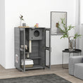 Load image into Gallery viewer, PawHut Luxury Cat House with Wheels, Kitty Cage Catio Villa for Indoor Cats with Scratching Posts, Condo, Flap Door, Cushion, Gray, 31.5" x 20" x 48.5"