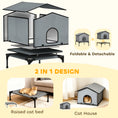 Load image into Gallery viewer, Outdoor Cat House, Waterproof Insulated Cat Kennel with Elevated Base, Cushion, Foldable Feral Kitty Shelter for Indoor Outdoor Kittens, Grey