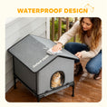 Load image into Gallery viewer, Outdoor Cat House, Waterproof Insulated Cat Kennel with Elevated Base, Cushion, Foldable Feral Kitty Shelter for Indoor Outdoor Kittens, Grey