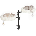 Load image into Gallery viewer, Cat Desk Bed for Indoor, Cat Hammock with 2 Removable Beds, 2 Hanging Balls for Desk, Windows, 360° Rotating & Height Adjustable, Holds Up to 24 lbs, White