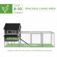 Load image into Gallery viewer, 137" Chicken Coop, Wooden Large Hen House with Chicken Run, Nesting Box, Poultry Cage for Outdoor, Backyard, Grey
