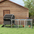 Load image into Gallery viewer, PawHut 137" Chicken Coop for 8-10 Chickens, Large Chicken House, Wooden Poultry Hen Cage with Nesting Box and Run for Backyard, Gray