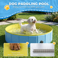 Load image into Gallery viewer, Foldable Dog Pool for Puppies and Ducks, Thickened PVC Dog Paddling Pool Bath Tub Hard Board, Anti-Slip Bottom and Hose Adapter for Easy Drainage, 80 x 20cm, Blue and Yellow