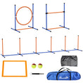 Load image into Gallery viewer, Dog Agility Equipment Set, 8 Piece Outdoor Agility Kit w/ Weave Poles, Adjustable High Jump Ring, Hurdle, Pause Box, Tennis Balls, Whistle, Training Shorts, Carrying Bag, for Dogs - Orange