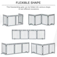 Load image into Gallery viewer, Freestanding Pet Gate 4 Panel Wooden Dog Barrier Folding Safety Fence with Support Feet up to 204cm Long 61cm Tall for Doorway Stairs Light Grey