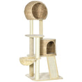 Load image into Gallery viewer, PawHut 59 Inch Cat Tree for Indoor Cats, Cat Tower with Cat Condo, Hammock, Perches, Scratching Posts, Ramp for Large Cats, Beige