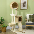 Load image into Gallery viewer, PawHut 59 Inch Cat Tree for Indoor Cats, Cat Tower with Cat Condo, Hammock, Perches, Scratching Posts, Ramp for Large Cats, Beige