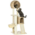 Load image into Gallery viewer, PawHut 59 Inch Cat Tree for Indoor Cats, Cat Tower with Cat Condo, Hammock, Perches, Scratching Posts, Ramp for Large Cats, Beige
