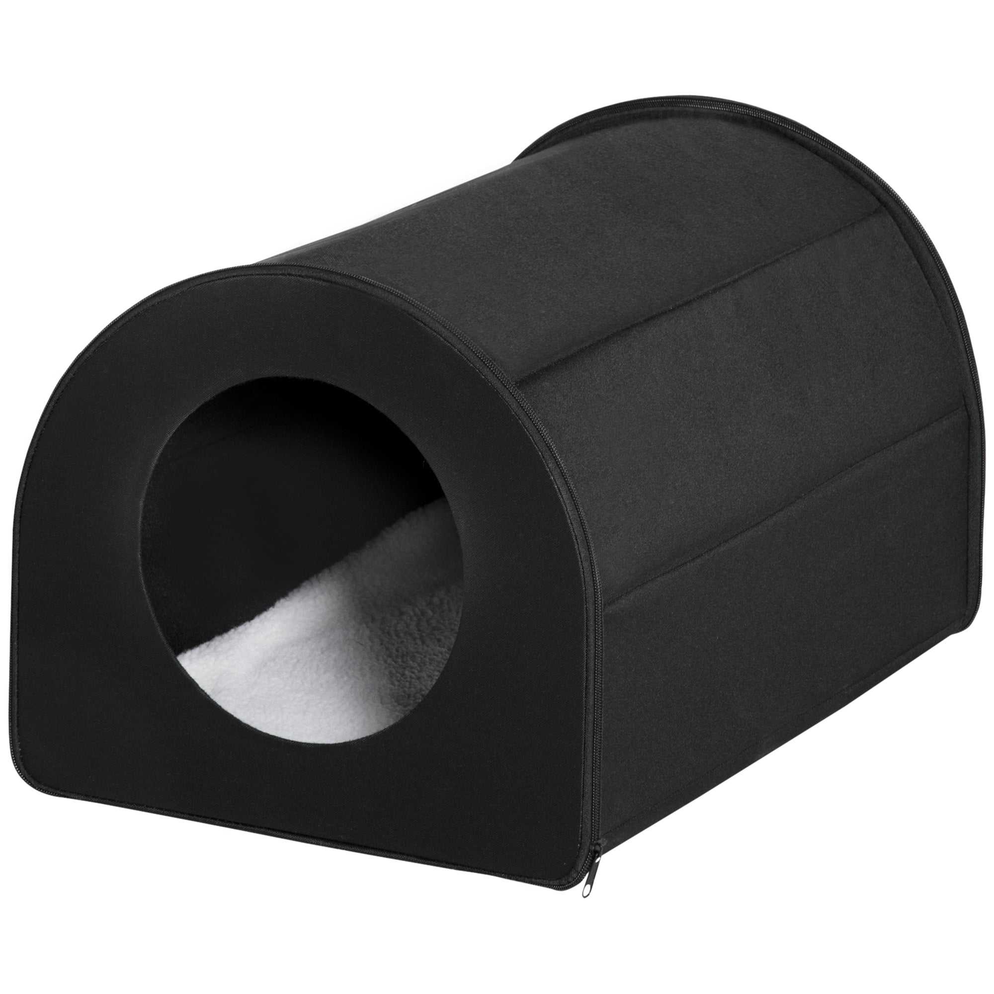 PawHut Dome Heated Cat House Portable and Waterproof Pet Shelter for Kitty in Winter, Black