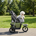 Load image into Gallery viewer, Dog Stroller for Small Dogs, 3 Wheel Foldable Pet Stroller with 12" Rubber Wheels, Mesh Window, One-Foot Brake, Storage Basket and Cup Holder, Up to 22 LBS, Light Gray