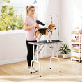 Load image into Gallery viewer, 32" Foldable Dog Grooming Table Pet Drying Beauty Table with 20-60cm Adjustable Arm, Rubber Top, Black