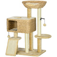 Load image into Gallery viewer, PawHut 38" Cat Tree for Indoor Cats, Cat Tower with Scratching Posts, Ramp, Condo, Toy Balls, Platform, Bed, Ramp, Beige