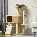Load image into Gallery viewer, PawHut 38" Cat Tree for Indoor Cats, Cat Tower with Scratching Posts, Ramp, Condo, Toy Balls, Platform, Bed, Ramp, Beige