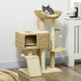 Load image into Gallery viewer, PawHut 38" Cat Tree for Indoor Cats, Cat Tower with Scratching Posts, Ramp, Condo, Toy Balls, Platform, Bed, Ramp, Beige