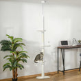 Load image into Gallery viewer, Floor to Ceiling Cat Tree, 225-255 cm Adjustable Cat Climbing Tower with 3 Cloud Perches, Sisal Scratching Posts, 2 Hanging Play Balls and Anti-Tip Strap, Beige