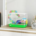 Charger l'image dans la visionneuse de la galerie, 18"L Hamster Cage, Small Animal House, 2-Level Rat Gerbil Haven with Tunnel Tube System, Exercise Wheel, Water Bottle, Food Dish, Ramp, Green