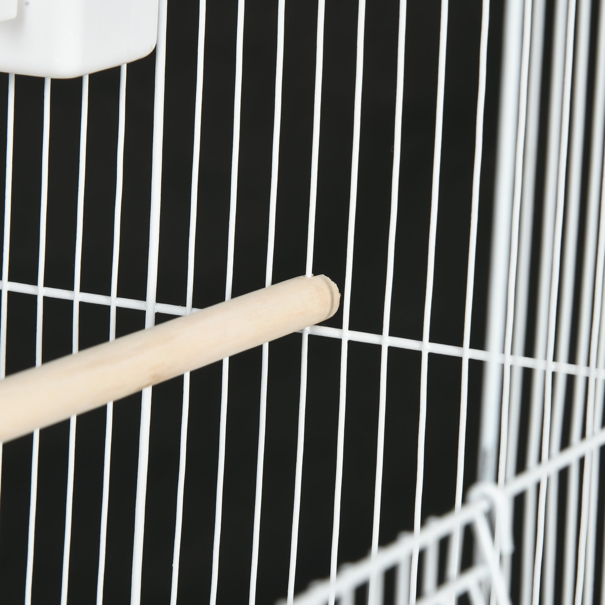 PawHut Wrought Metal Bird Cage Feeder with Rolling Stand Perches Food Containers Doors Wheels 67" H, White