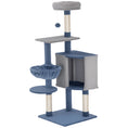 Load image into Gallery viewer, Modern Cat Tree, 48 Inch Cat Tower for Indoor Kittens with Cozy Condo, Hammock, Top Perch, Sisal Scratching Posts, Toy Ball, Blue and Grey