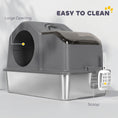 Load image into Gallery viewer, Stainless Steel Cat Litter Box with Removable Lid, Extra Large Enclosed Litter Box with High Sided, Scoop, Odor Free, Non-Sticky, Anti-Leakage, Easy Clean, Dark Grey