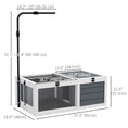 Gallery viewerに画像を読み込む, Tortoise House Wooden Tortoise Enclosure Indoor Outdoor Turtle Habitat with Adjustable Lamp Holder, Openable Lids, Pull-out Trays, 32" L x 19" W x 12" H, Grey
