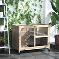 Load image into Gallery viewer, Rabbit Hutch Indoor Wooden Guinea Pig House Hamster Cage with Wheels, 2 Layers Bunny Cage with Openable Roof, 91.5 x 53.3 x 73 cm, Natural