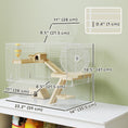 Load image into Gallery viewer, Hamster Cage, Transparent Small Animal House with Deep Bottom, Wooden Ramp, Hut, Bathroom and Exercise Wheel for Hamster and Gerbil, 23.2" L x 14" W x 18.5" H, Two Huts