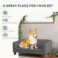 Load image into Gallery viewer, PawHut Raised Dog Sofa, Elevated Pet Couch for Small and Medium Dogs, with Removable Soft Cushion, Anti-Slip Pads, Simple Installation, Gray