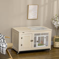 Load image into Gallery viewer, PawHut Small Rabbit Hutch, Indoor Bunny Cage on Wheels, Rabbit Habitat with Openable Top, Pull-Out Tray, Quail Cage Rabbit Cage Inside, 37.5" x 21" x 24.5"