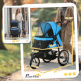 Load image into Gallery viewer, PawHut Pet Stroller for Small and Medium Dogs, 3 Big Wheels Foldable Cat Stroller Jogger with Adjustable Canopy, Safety Tether, Cushion, Storage Basket, Blue